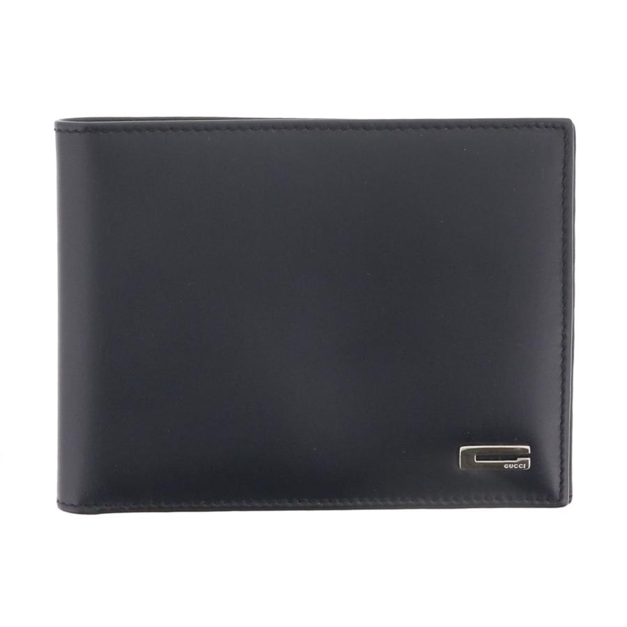 GUCCI（グッチ） Gロゴ 二つ折り財布 札入れ 034 1408 レザー ブラック