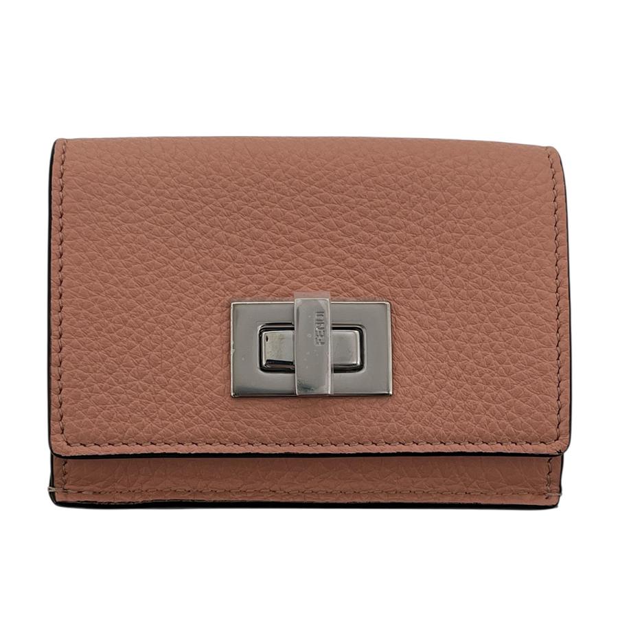 FENDI フェンディ ピーカブー セレリア コンパクトウォレット 三つ折り財布 8M0426 レザー ピンク シルバー金具  レディース【中古】 FENDI（フェンディ） 【値下げ】FENDI ピーカブー セレリア コンパクト