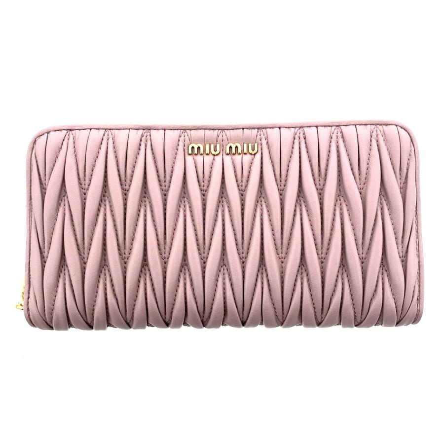 MIUMIU マテラッセ 長財布 ピンク レザー キルティング miu miu（ミュウミュウ） 【値下げ】MIUMIU マテラッセ レザー ロング
