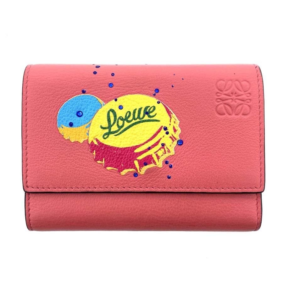 LOEWE バーティカルウォレット　アナグラム　ピンク 三つ折り財布 LOEWE（ロエベ） パウラズイビザ コレクション アナグラム