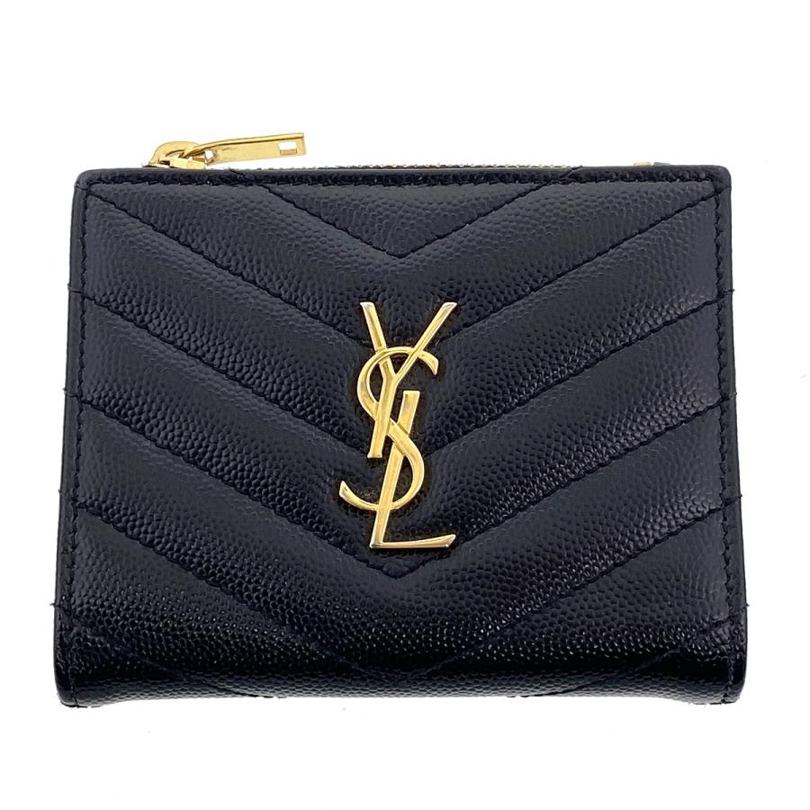SAINT LAURENT サンローラン Vステッチ コンパクトウォレット 財布 二