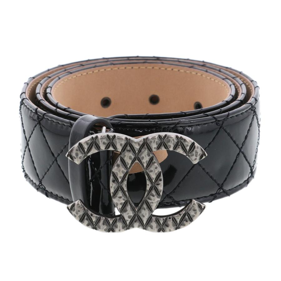 CHANEL シャネル ココマーク ベルト ベルト 10A パテントレザー ブラック  レディース【中古】 CHANEL（シャネル） ココマーク ベルト ベルト 10A パテントレザー