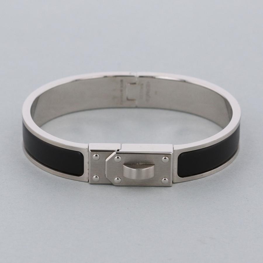 HERMES KAWAII シルバー×ブラック バングル ブレスレット HERMES（エルメス） バングル ケリー メン ブレスレット エナメル