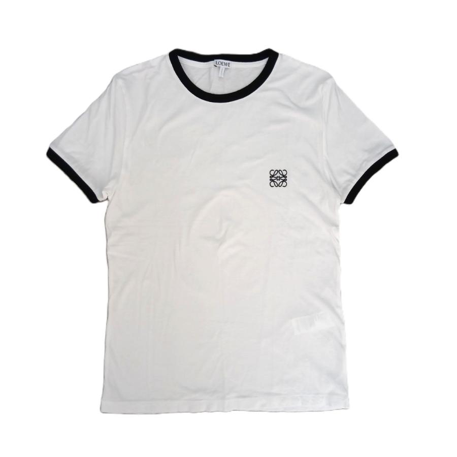 LOEWE（ロエベ） アナグラム 刺繍 クルーネック リンガー 半袖Tシャツ