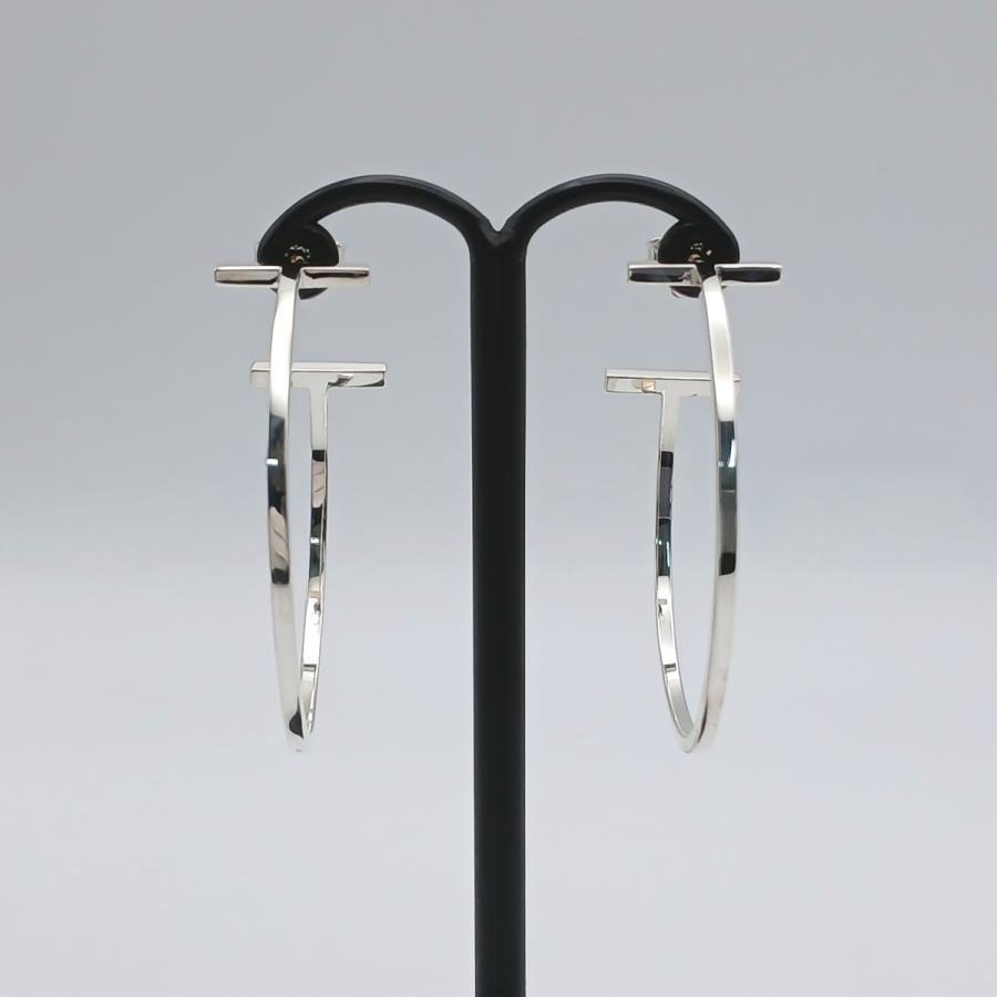 【美品】Tfifany ティファニー Tワイヤー フープ ピアス シルバー925 TIFFANY&Co.（ティファニー） Tワイヤー フープピアス ピアス シルバー