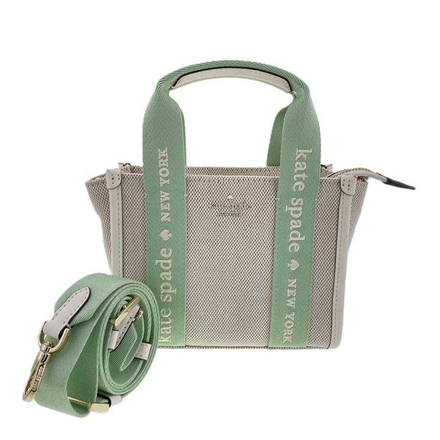 Kate Spade ケイトスペード キップ キャンバス ミニ トート ショルダーバッグ KL062 キャンバス アイボリー ライトグリーン  レディース【中古】 Kate Spade ケイトスペード キップ キャンバス ミニ トート ショルダー