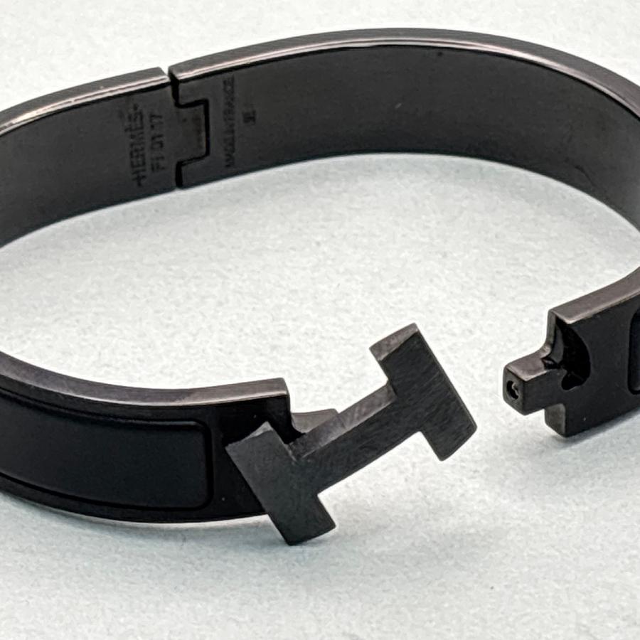 HERMES エルメス クリッククラックPM ソーブラック バングル メタル ブラック レディース 中古_3