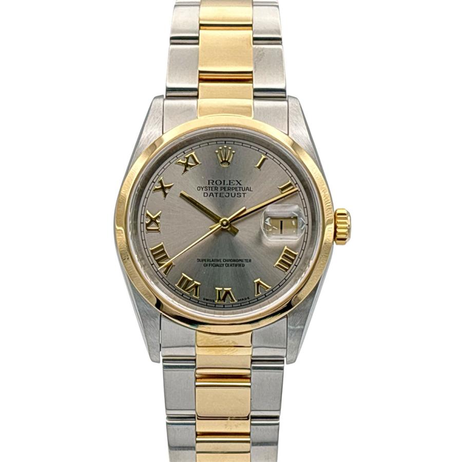 ROLEX ロレックス デイトジャスト ローマ数字 U番 36mm 腕時計 16203 ステンレススチール イエローゴールド シルバー ゴールド  メンズ【中古】 ROLEX（ロレックス） デイトジャスト ローマ数字 U番 36mm 腕時計