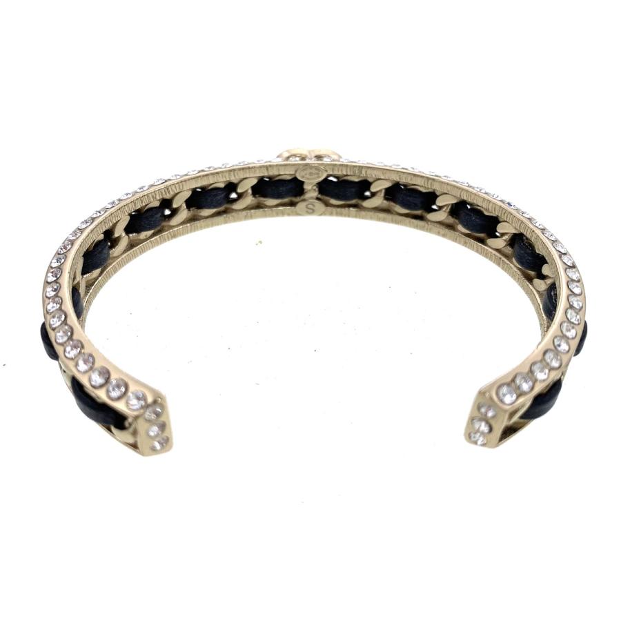 CHANEL シャネル ココマーク ラインストーン バングル メタル ゴールド ブラック B23P Sサイズ レディース 中古_2