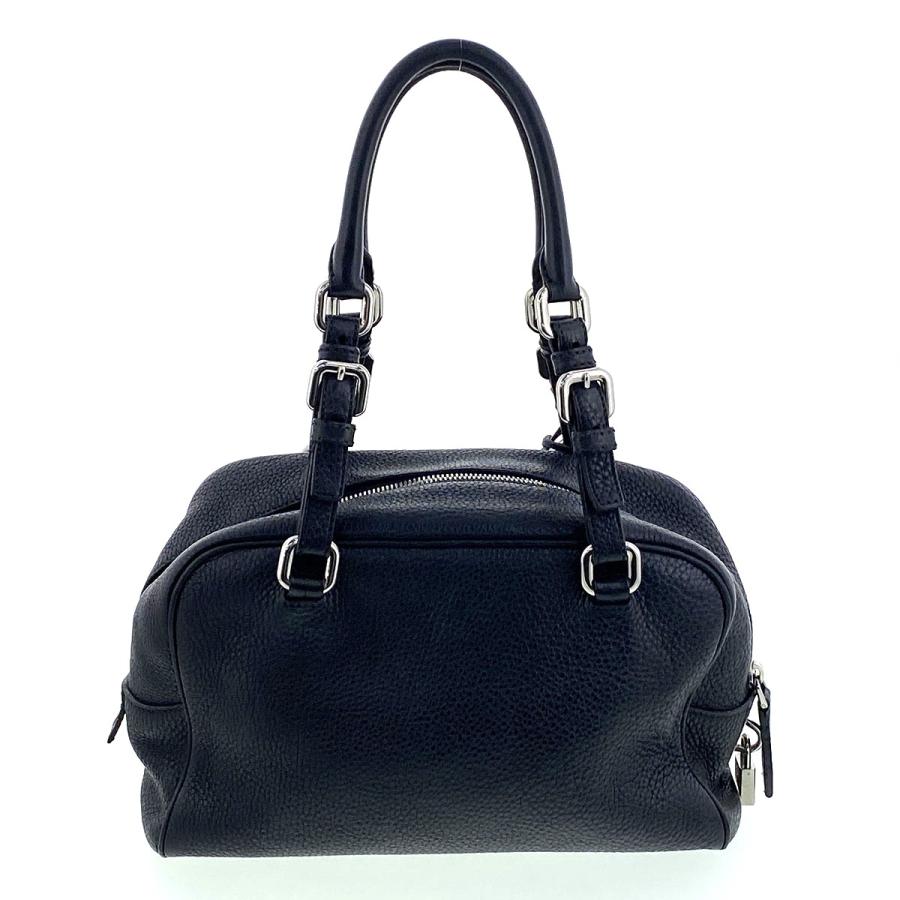 PRADA（プラダ） 型押しレザー ロゴ ミニボストン トートバッグ BR3091