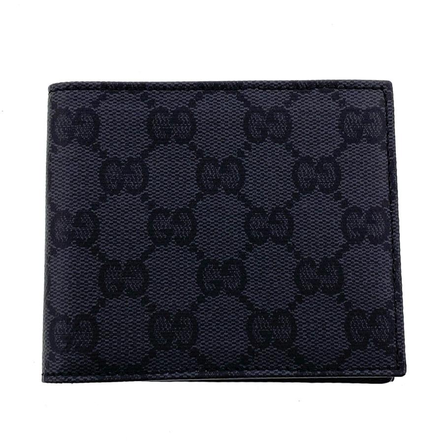GUCCI グッチ エッセンス クラシック バイフォルドウォレット 二つ折り財布 876390 GGキャンバス グレー  メンズ【中古】 GUCCI（グッチ） エッセンス クラシック バイフォルドウォレット 二