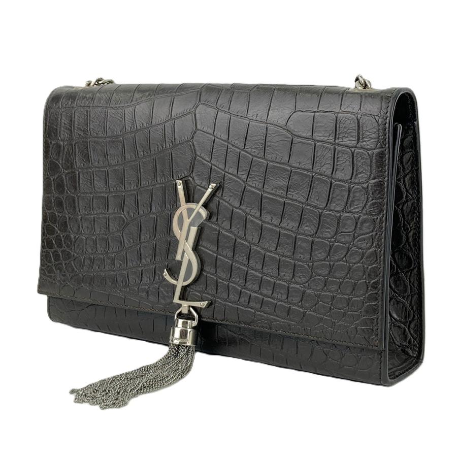 SAINT LAURENT PARIS サンローランパリ クロコ型押し ケイト タッセル 