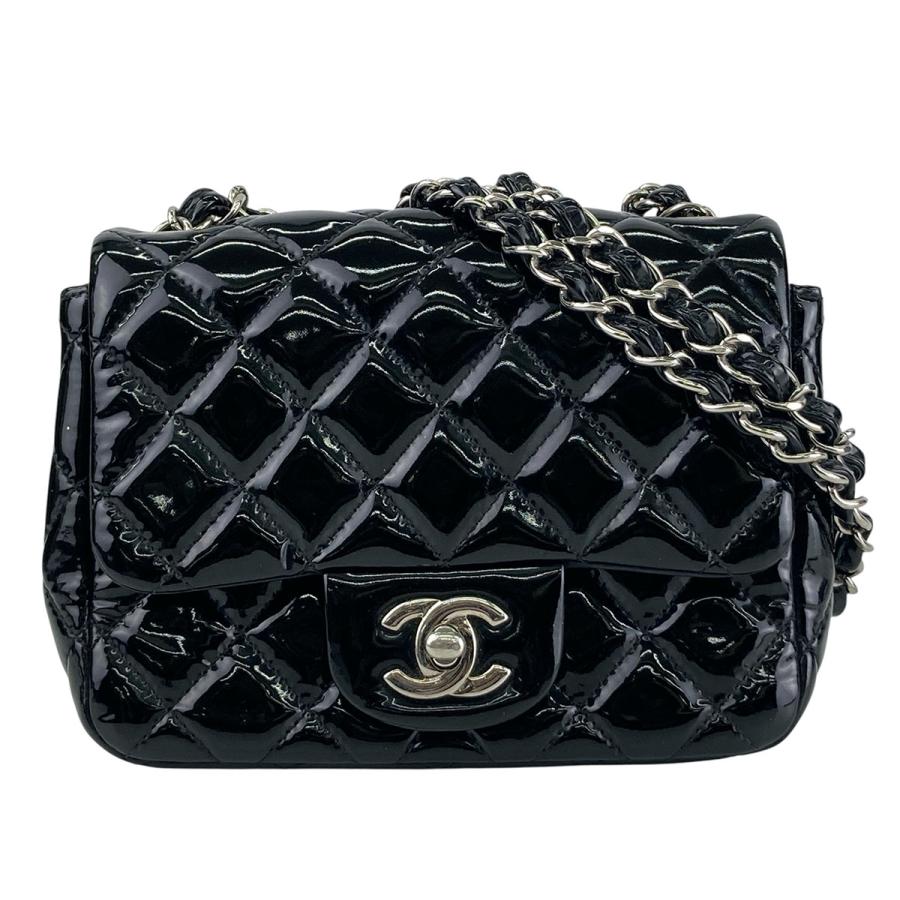 シャネル CHANEL マトラッセ ミニ チェーンショルダー パテントレザー 黒 CHANEL（シャネル） ミニ マトラッセ シングルフラップ チェーン