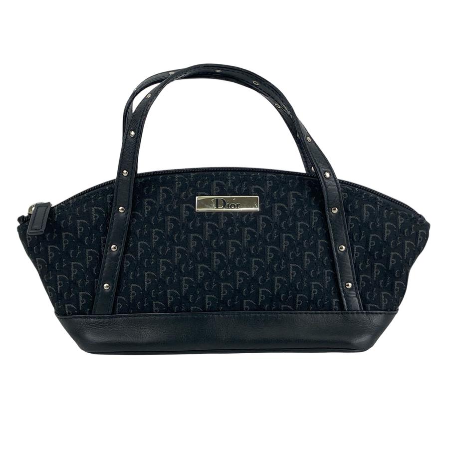 クリスチャンディオール トロッター ミニボストンバッグ　レザー×キャンバス 黒 Christian Dior（クリスチャン・ディオール） トロッター ミニ