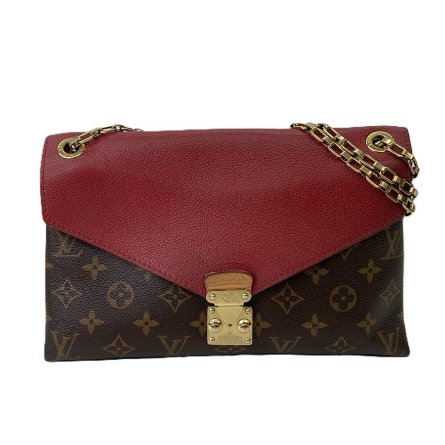 ルイ ヴィトン モノグラム パラスチェーン チェーン ショルダーバッグ M41201 ブラウン スリーズ レッド レザー LOUIS VUITTON 【中古】 LOUIS VUITTON（ルイ・ヴィトン） パラスチェーン ショルダーバッグ