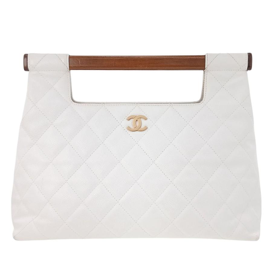 CHANEL（シャネル） マトラッセ ウッドハンドル CCマーク ハンドバッグ 