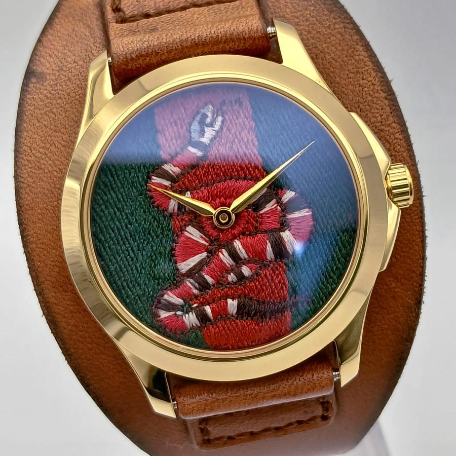 GUCCI（グッチ） Gタイムレス Snake 腕時計 YA126483 レザー グリーン