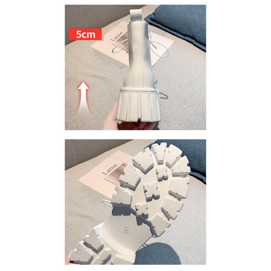 ブーツ レディース カジュアルシューズ ハイカット 厚底 ファスナー 靴 通学 無地 春 秋 冬 アウター 快適 韓国風｜pay｜11