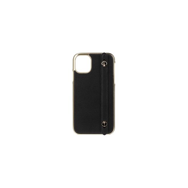 Kate Spade iPhone11 INLAY WRAP WITH STAP WITH SPADES black crumbs｜paypaystore｜02