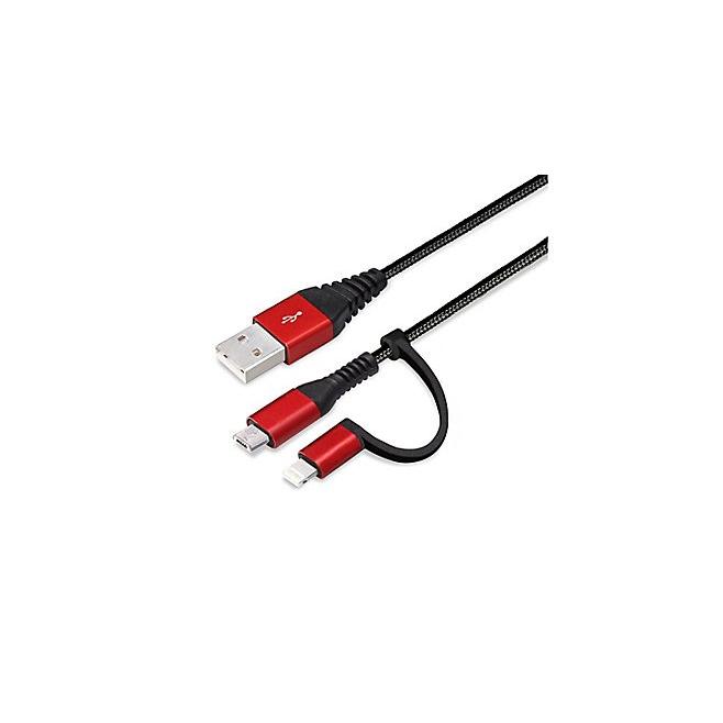 PGA PGA 2in1 Lightning & microUSBタフケーブル 50cm レッド