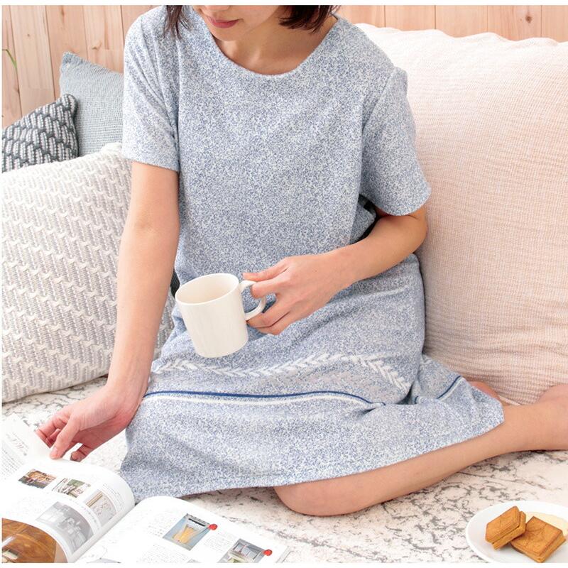 ルームウェア ワンピース Aライン 部屋着 おしゃれ 日本製 送料無料 パジャマ リラックスウェア 半袖 霜降り オルテガ アイボリー グレー ファビュラスタイル Fabulaos Relaxing A Gara パウダーバス ヒーリング 通販 Yahoo ショッピング