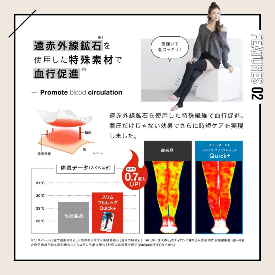 公式 ベルミス クイックプラス 着圧ソックス 靴下 着圧靴下 着圧 着圧レギンス 着圧スパッツ トレンカ レディース BELMISE スリムフルレッグ Quick+ | BELMISE | 12