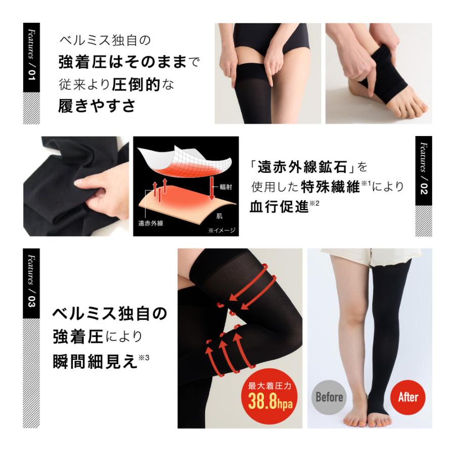 公式 ベルミス クイックプラス 着圧ソックス 靴下 着圧靴下 着圧 着圧レギンス 着圧スパッツ トレンカ レディース BELMISE スリムフルレッグ Quick+ | BELMISE | 04