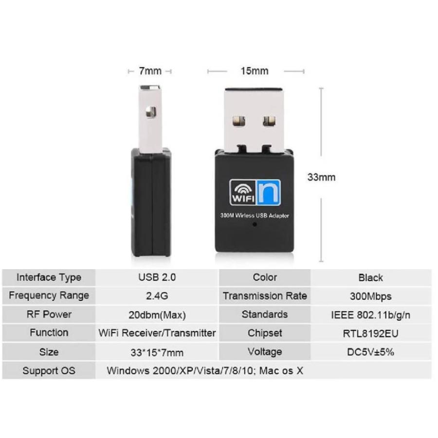IEEE802.11n/g/b WiFi 無線LAN USB 子機 300Mbps アダプタ 超小型