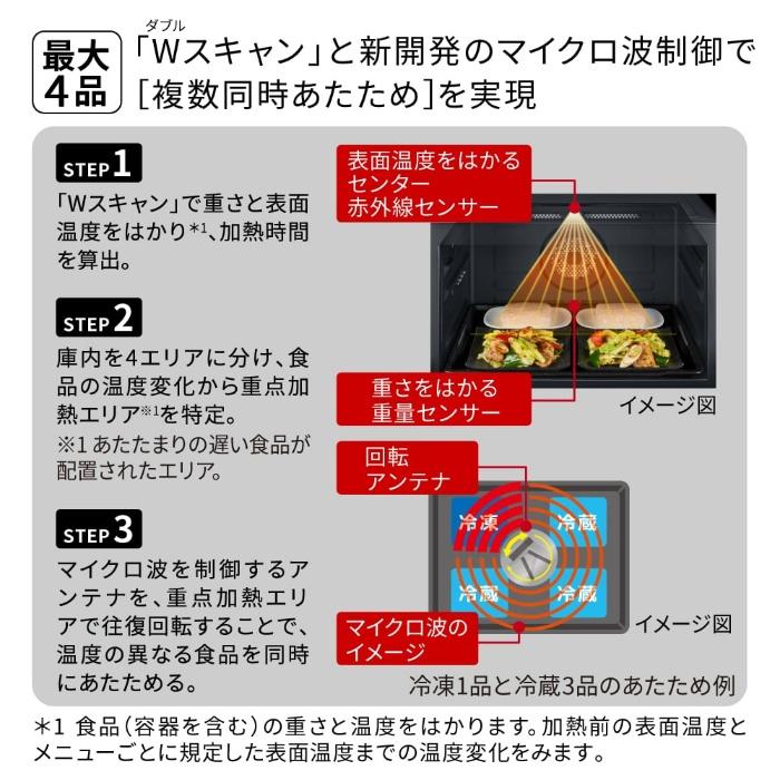 日立 過熱水蒸気オーブンレンジ 30L ヘルシーシェフ ワイド＆フラット庫内 2段調理 MRO-W1E-K フロストブラック | ヘルシーシェフ | 02