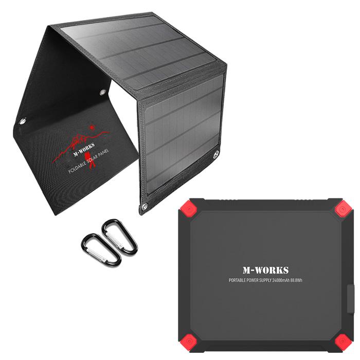 【新品】M-WORKS ソーラーパネル＆ポータブル電源セット MW-SP8821 楽天市場】ソーラーパネル＆ポータブル電源セット MW-SP8821 M