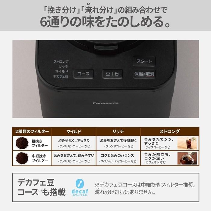 パナソニック 全自動コーヒーメーカー ミル付き 容量4杯 545ml NC-A58-W ホワイト | Panasonic | 04