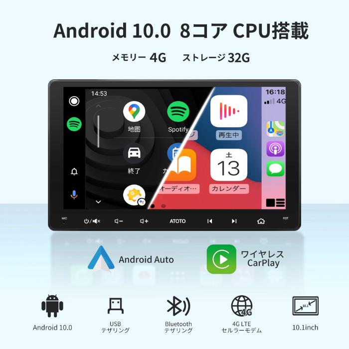 ATOTO ディスプレイオーディオ S8G2114MX 10.1インチ フルタッチ型