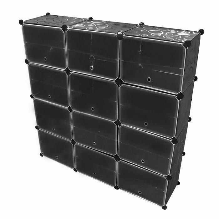 SunRuck 組み立て式 シューズボックス 工具不要 SR-SC038-BK ブラック