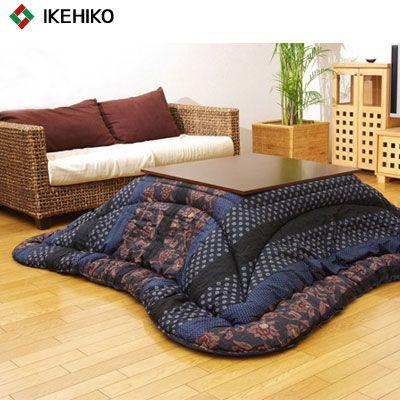 イケヒコ・コーポレーション 1160180040103 国内プリント こたつ厚掛け布団単品 万葉 ブルー 205×205cm メーカー直送 イケヒコ・コーポレーション 国内プリント こたつ厚掛け布団単品