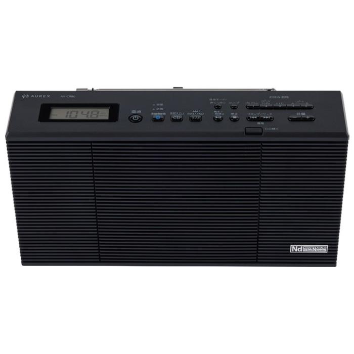 [新品]AUREX CDラジオ AX-CR80 K RCA変換プラグ付 TOSHIBA（東芝） CDラジオ AUREX 声くっきり機能搭載 Bluetooth AX