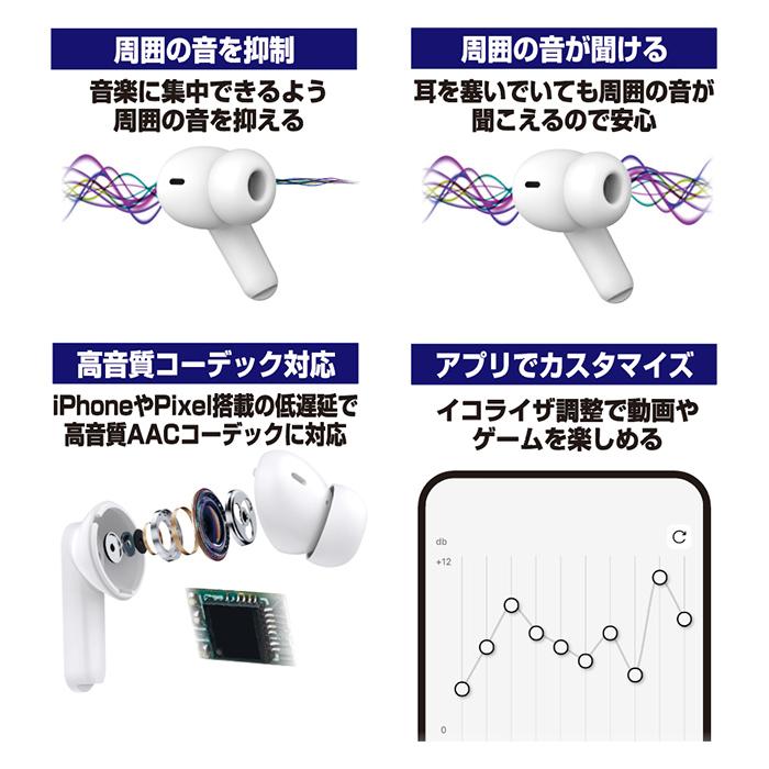 カシムラ スマート 完全ワイヤレスイヤホン ノイズキャンセル 防水