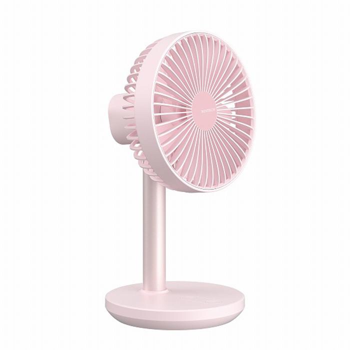 スリムタワーファン 扇風機 ピンク baby pink×greige WINTECH 扇風機 充電池内蔵ポータブルデスクトップファン 伸縮首振 DF