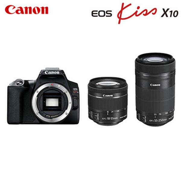 キヤノン デジタル一眼レフカメラ EOS 最新号掲載アイテム Kiss X10 ダブルズームキット EOSKISSX10BK-WKIT 人気ブランド多数対象 CANON ブラック