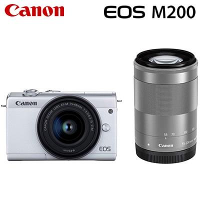 キヤノン ミラーレス一眼 EOS M200 ダブルズームキット デジタルカメラ EOSM200WH-WZK ホワイト 3700C016 Canon