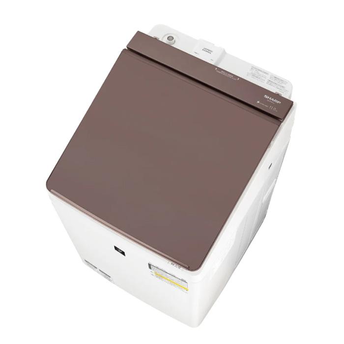 SHARP（シャープ） タテ型洗濯乾燥機 穴なし槽 ES-PW11J-T ブラウン系