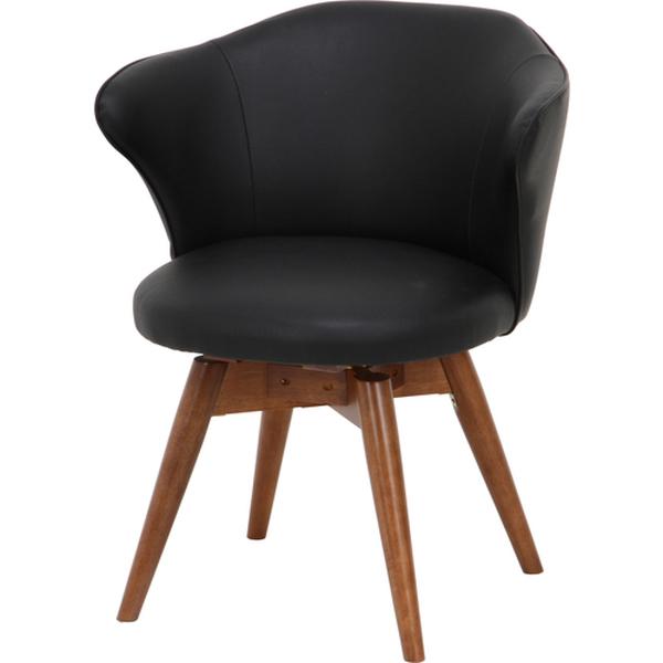 ダイニング回転チェア リーフ BK fj-97564 ブラック 不二貿易