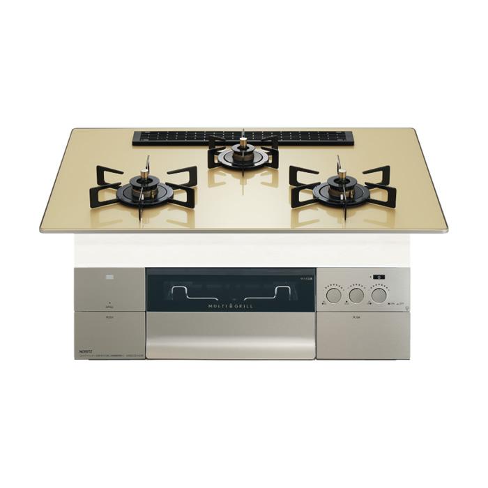 ノーリツ プロパンガス用 75cm天板ビルトインコンロ PROGRE S・FLAT シャンパンゴールド N3S25PWASFSTEC-LPG ノーリツ（NORITZ） プロパンガス用 75cm天板ビルトインコンロ PROGRE