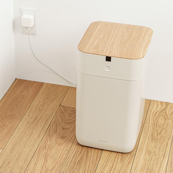 QUADS ゴミ箱 15L ELBIN エルビン 全自動スマートゴミ箱 センサー 自動密封 QS557IV アイボリー×ナチュラルウッド_2