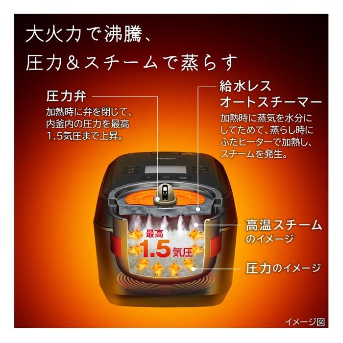 ふっくら御膳 日立 炊飯器 5.5合炊き 圧力IH炊飯器 圧力＆スチーム RZ