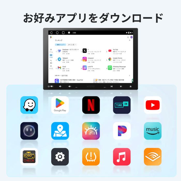 ATOTO ディスプレイオーディオ S8G1104MX-A 10.1インチ 4G+32G 1DIN & 2DIN フローティングの画像