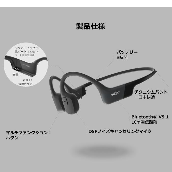 Shokz 骨伝導イヤホン OpenRun マイク対応 Bluetooth ワイヤレスイヤホン SKZ-EP-000004 グレー｜pc-akindo｜12