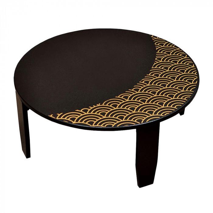 ヤマコー IniShie カフェテーブル 黒 青海波 79266[検索用キーワード＝ヤマコー IniShie カフェテーブル 黒 青海波 79266] IniShie カフェテーブル 黒 青海波