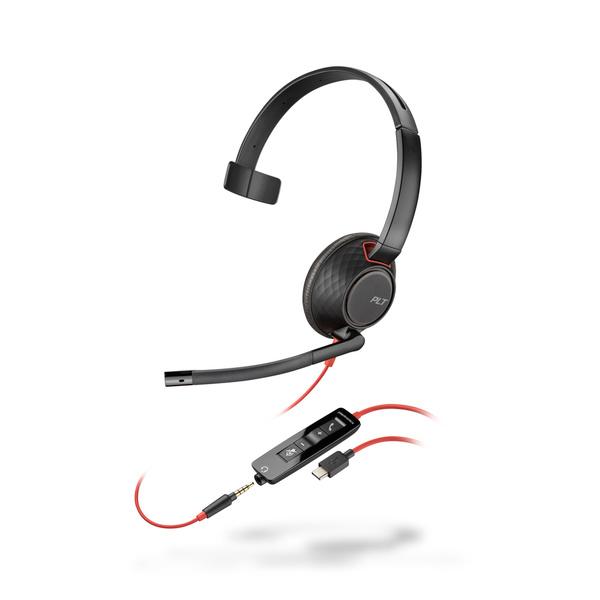 HP 8X230AA Poly Blackwire 5210 USB-C+USB-A 変換アダプタ付 片耳 有線モデル ノイズキャンセリング…_1