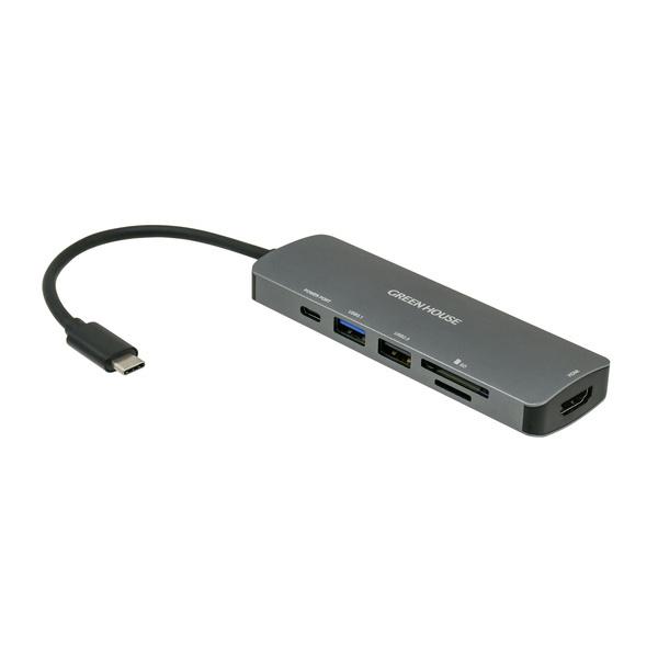 GREEN HOUSE GH-MHC6A-SV PD 60W対応 USB Type-Cドッキングステーション HDMI 4K対応｜pc-express