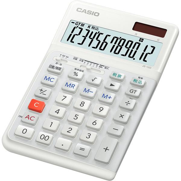 CASIO JE-12D-WE-N 人間工学電卓 12桁 ジャストタイプ 白の画像